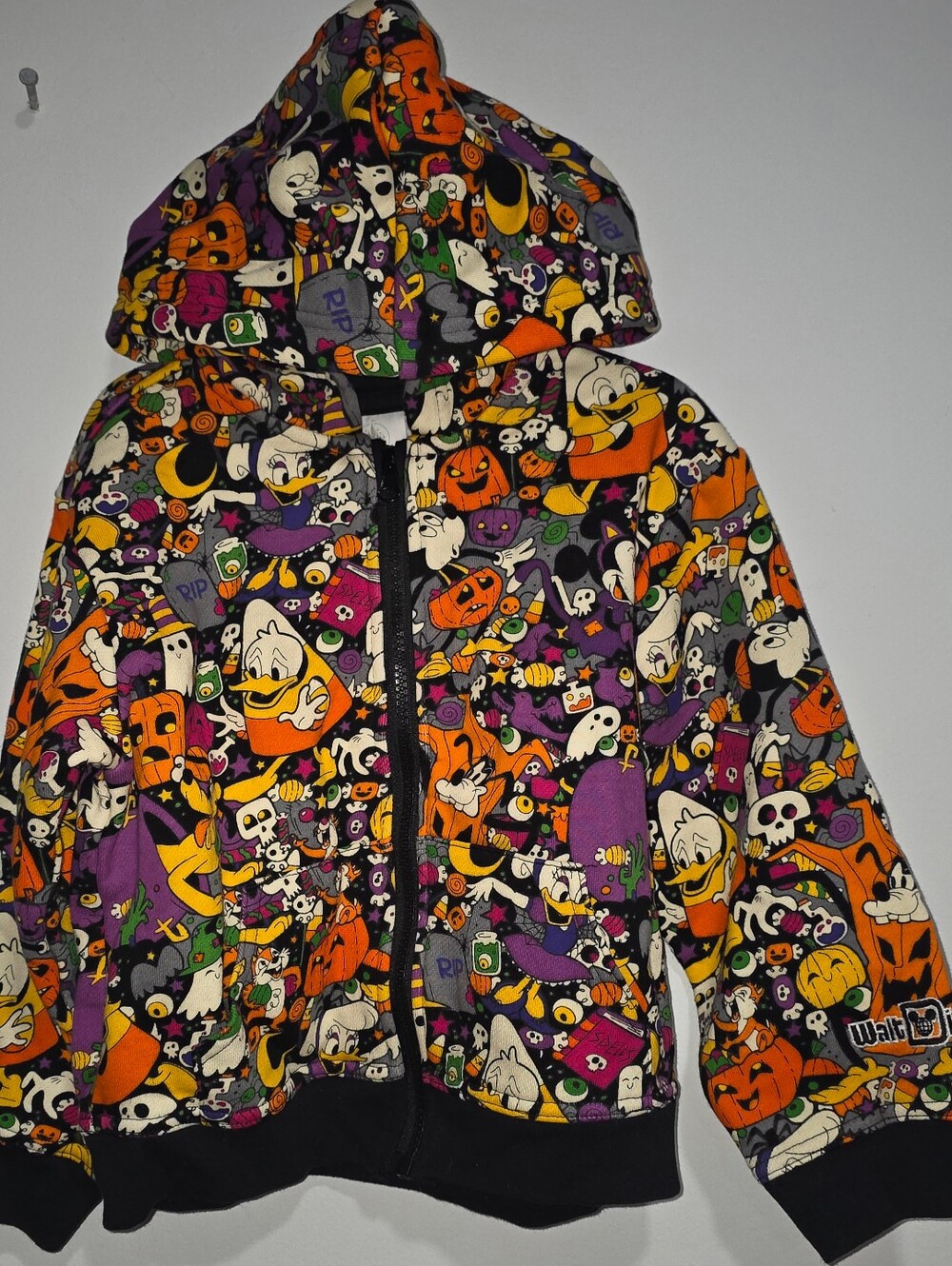 Disney Kids Halloween Ghosts & Pumpkins Hooded Jacket - Black/Purple/Orange XS